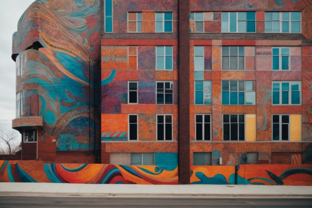 Kansas City building wrapped in colorful art and culture designs