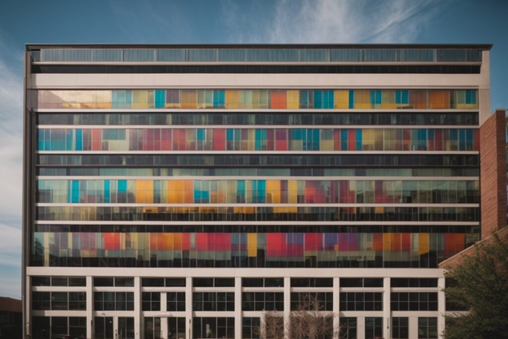 Kansas City building with colorful decorative window film