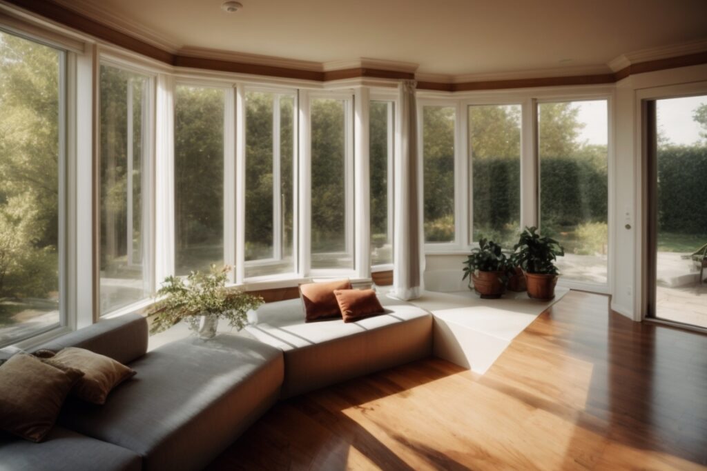 Kansas City home interior with opaque windows