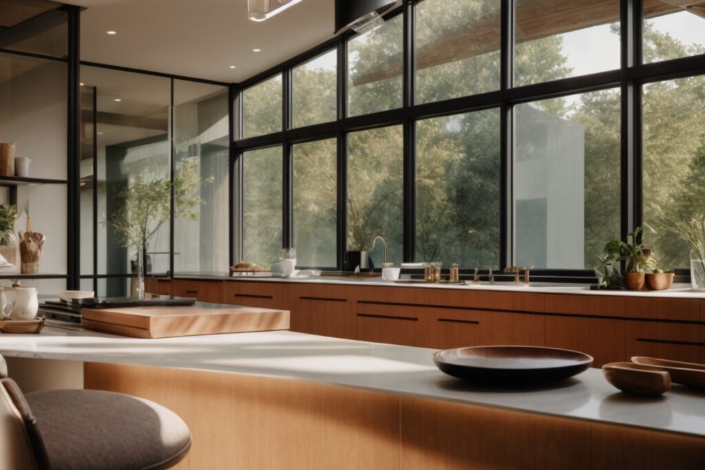 Kansas City home interior with opaque windows for privacy