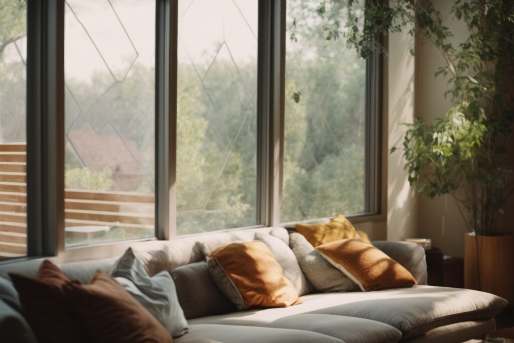 Kansas City home interior with opaque windows for privacy