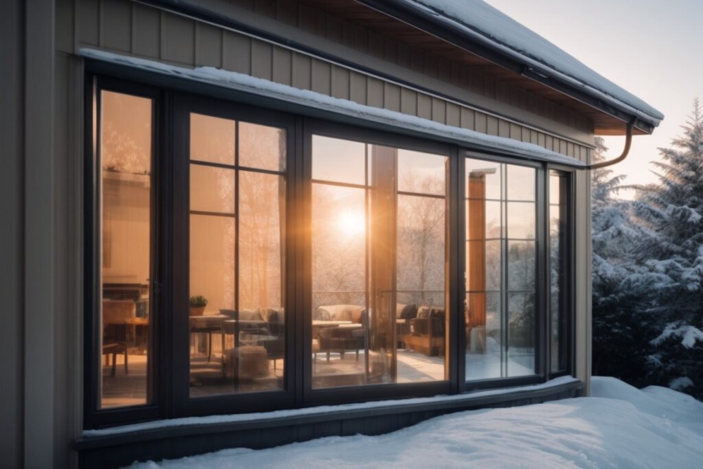 home with clear energy efficient window film during summer and winter seasons