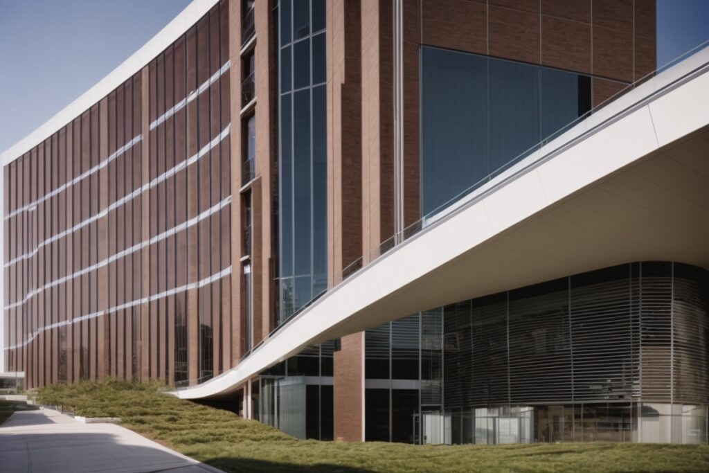 Kansas City office building with visible energy saving window film